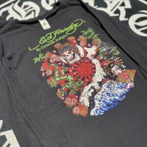 Ed Hardy Black Long Sleeve Shirt with multi-coloured design